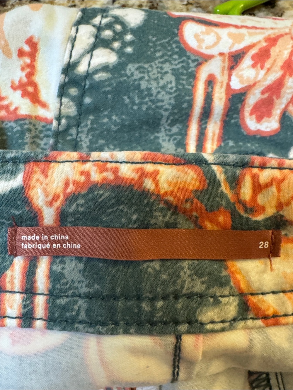 Anthropologie Pilcro Floral Boot Cut Pants in Green and Coral - Picture 6 of 6